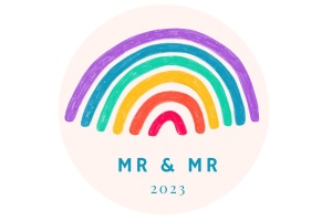 Tortenaufleger Hochzeit "Mr & Mr Regenbogen", Fondantpapier