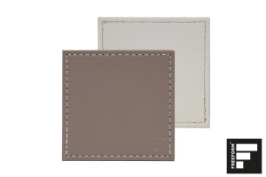 Glasuntersetzer, Kunstleder, taupe/weiß, 4er Set, 10x10 cm