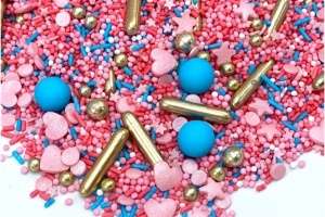 Streusel Mix Royal Glitter, blau/rosa/gold, 90 g