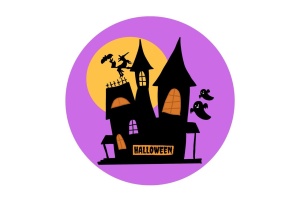 Tortenaufleger Gruselschloss Halloween, Fondantpapier,