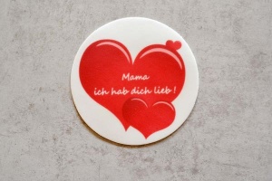 Muttertag-Aufleger  -Mama, ich hab ...- aus Zucker Ø 10 cm