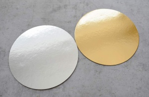 Cake Board / Tortenplatte, Ø 26 cm, gold/silber, 1,5 mm