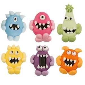 Zuckerdekor Monster-Set, sortiert, 12 Stück, 30x32-43x8 mm