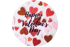 Tortenaufleger Valentinstag "Happy Valentine", Fondantpapier
