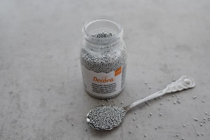 Zuckerperlen mini, 1,5 mm, silber, 100 g Dose