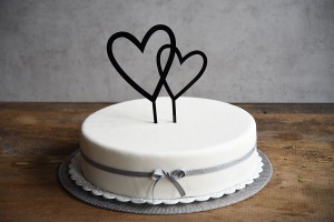 Cake Topper Doppelherz, ca. 17 cm hoch, schwarz