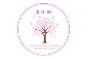Tortenaufleger Taufe Lebensbaum rosa, Fondantpapier,
