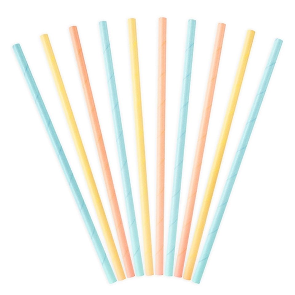 Papierstrohhalme Set Pastell 10 Stk.