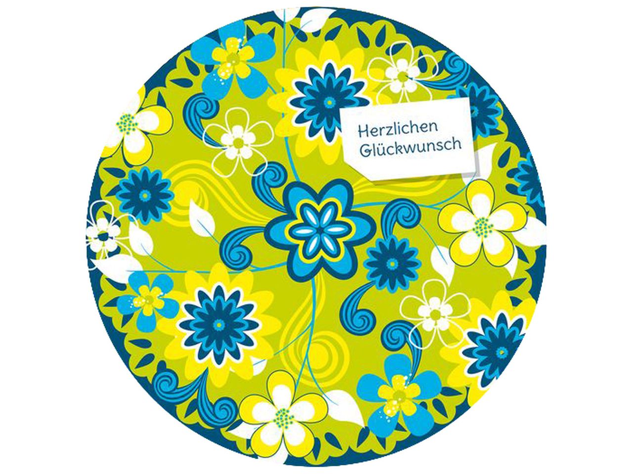 Tortenaufleger Blumen grün rund 20cm