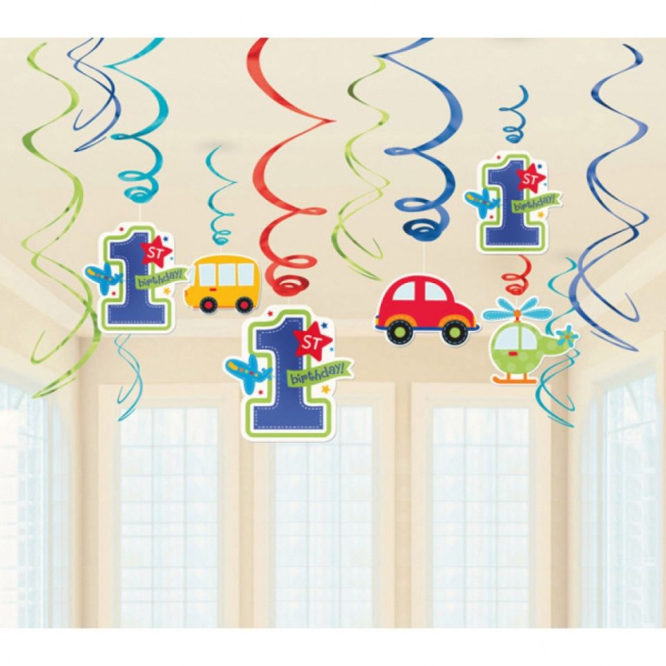 Spiralgirlanden 1. Geburtstag Fahrzeuge