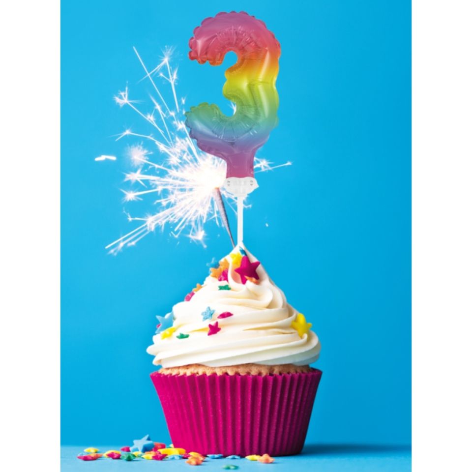 Ballon-Topper Zahl 3 Regenbogen