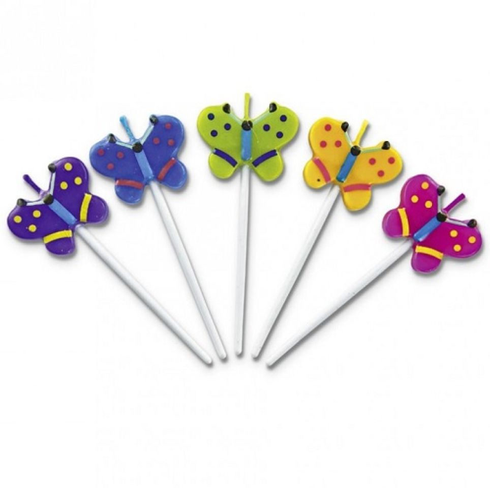 Geburtstagskerzen Schmetterlinge, 5 teilig, bunt