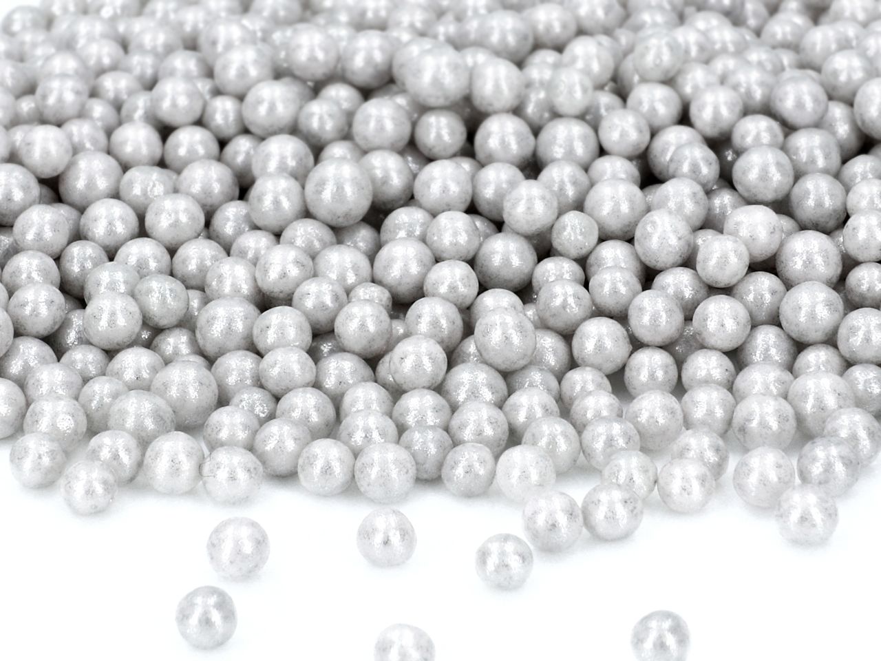Weiche Zuckerperlen, Glimmer-Silber, 5 mm, 100 g