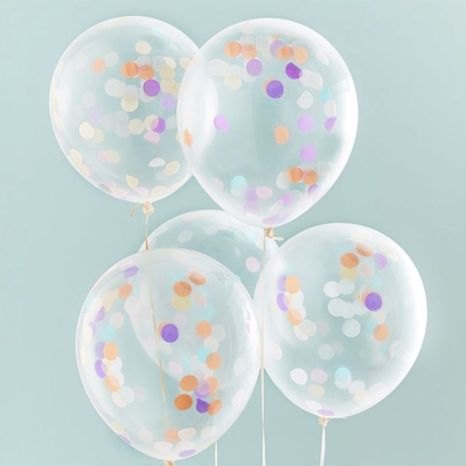 Luftballons Buntes Konfetti, 5 Stück, 30 cm