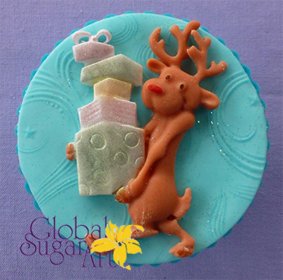 Fondantform Rentier mit Geschenke, 6,2x4,2 cm