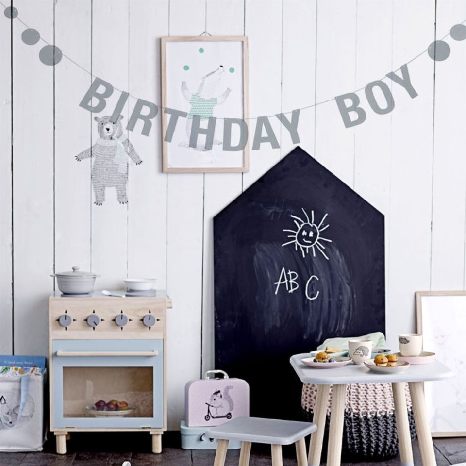 Partygirlande Birthday Boy, Jungengeburtstag, 2,2 mx12 cm