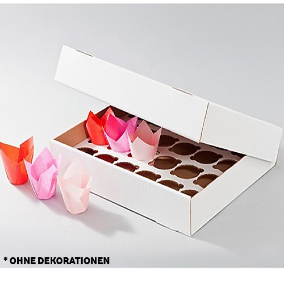 Cupcake Box für 24 Tulpen Cupcakes, weiß, 5er Set
