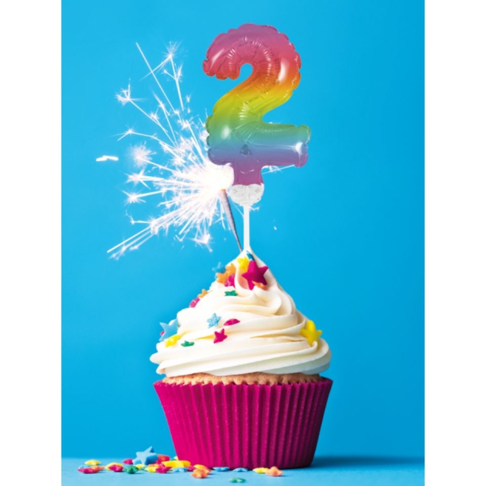 Ballon-Topper Zahl 2 Regenbogen