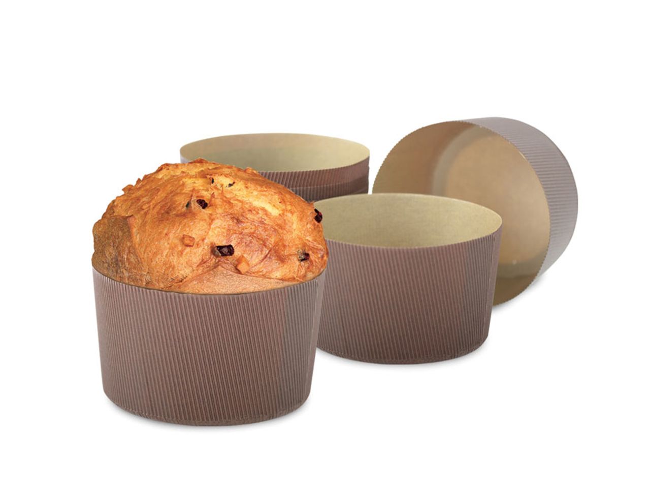 Die ★ braunen Papier-Backformen Kleine Panettone bestehen aus ✔ 12 runden Förmchen aus ✔ backfestem Karton. Hier ★ Einweg-Panettoneförmchen kaufen!