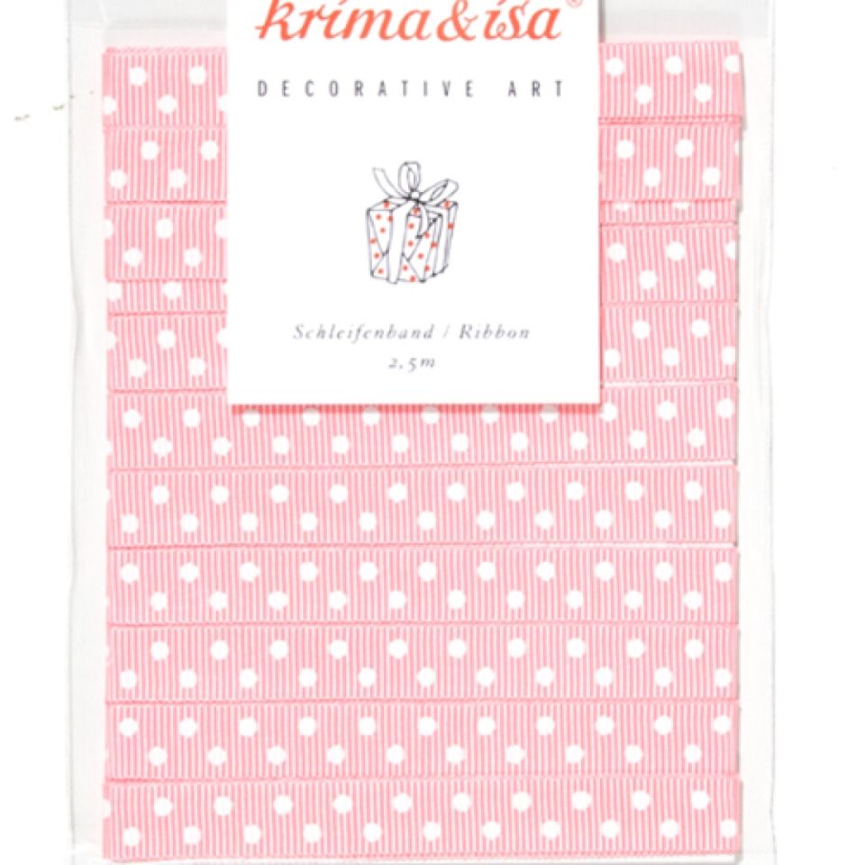 Schleifenband, Satinband, rosa mit Punkten, 1cmx2,5 m