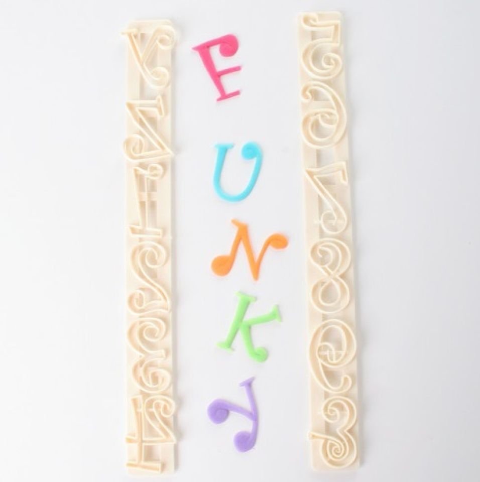 FMM Ausstecher für Fondant & Blütenpaste Alphabet/Zahlen,Funky