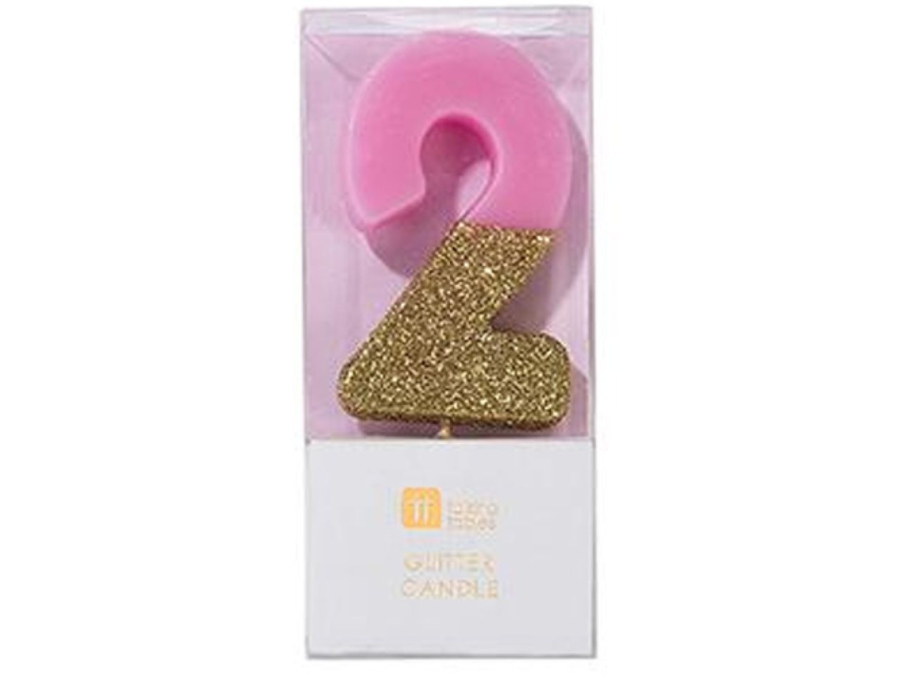 Geburtstagskerze 2, Rosa Gold Glitzer