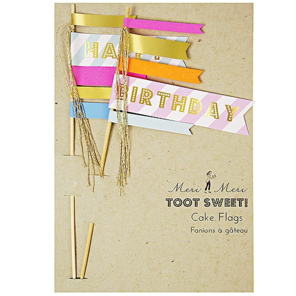 Meri Meri Tortenfähnchen Happy Birthday, 2 Stück, 10x25 cm