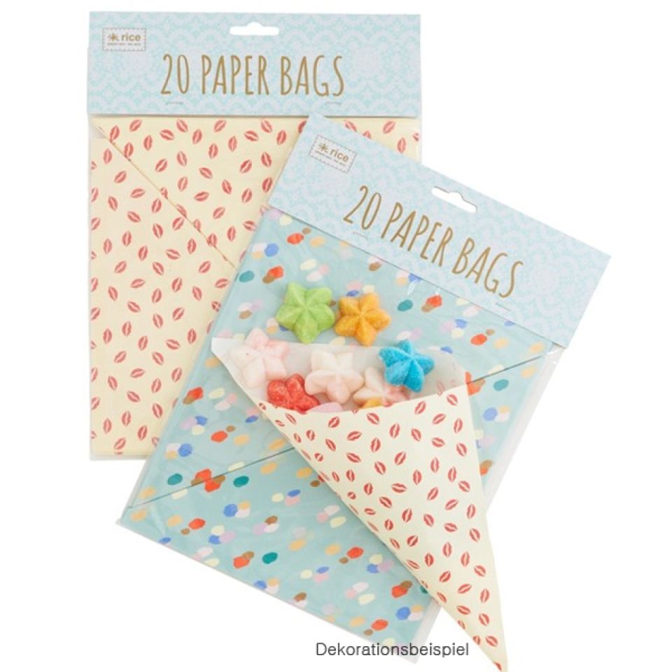 20 Papier Spitztüten Hellblau