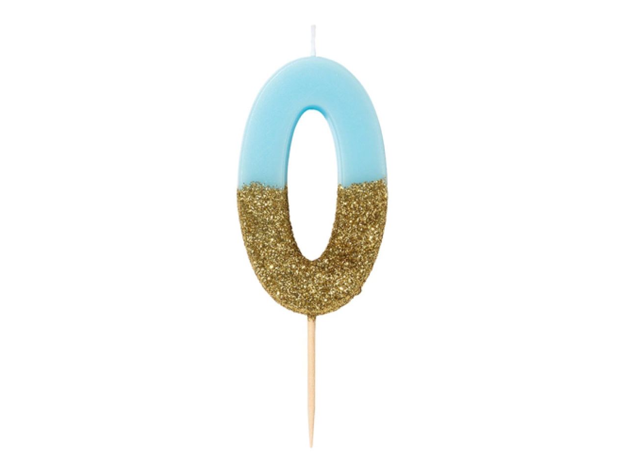 Geburtstagskerze, zahlenkerze, 0, blau, glitzer