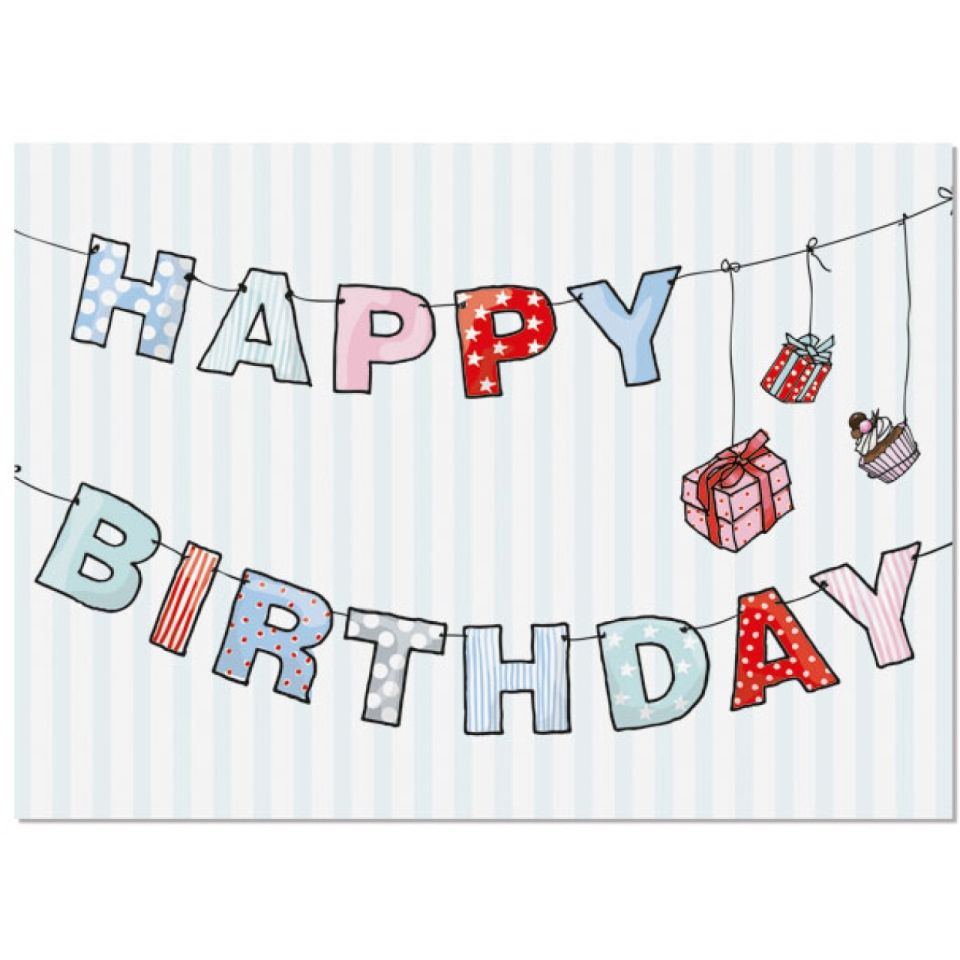 Postkarte HAPPY BIRTHDAY Girlande