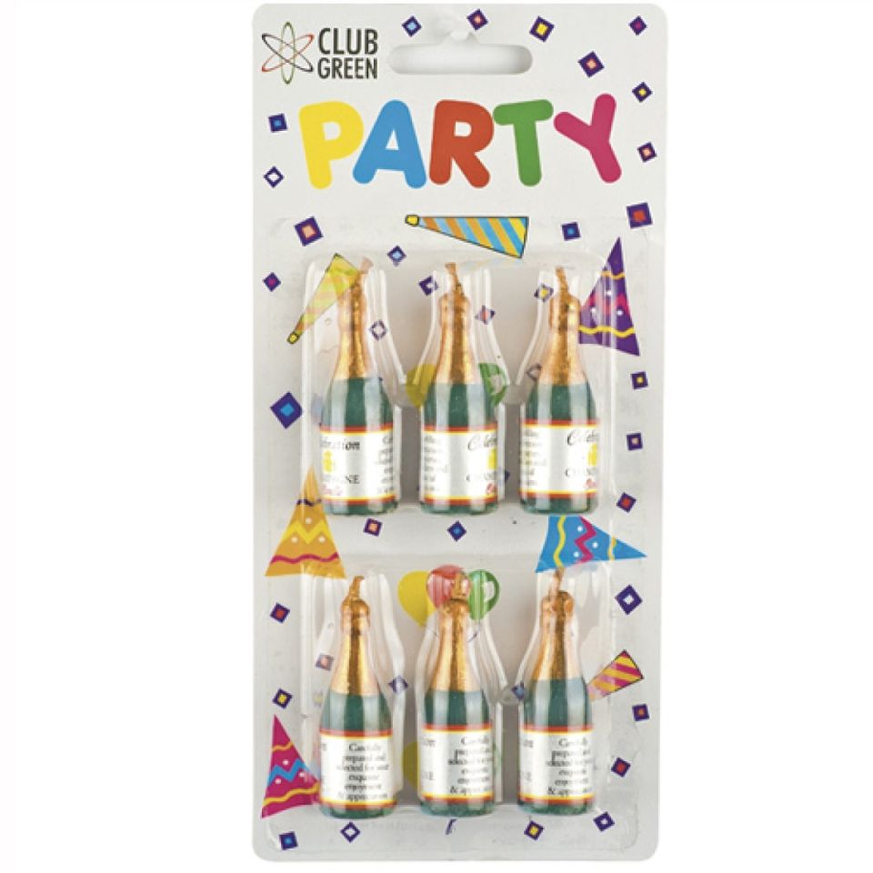 Tortenkerzen Champagnerflaschen, 6 Stück