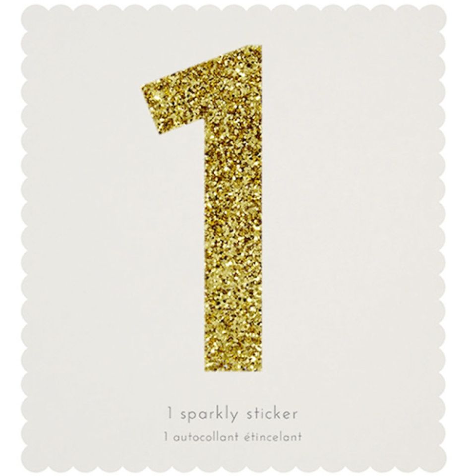 Glitzersticker Nummer 1, Gold, 4x10 cm