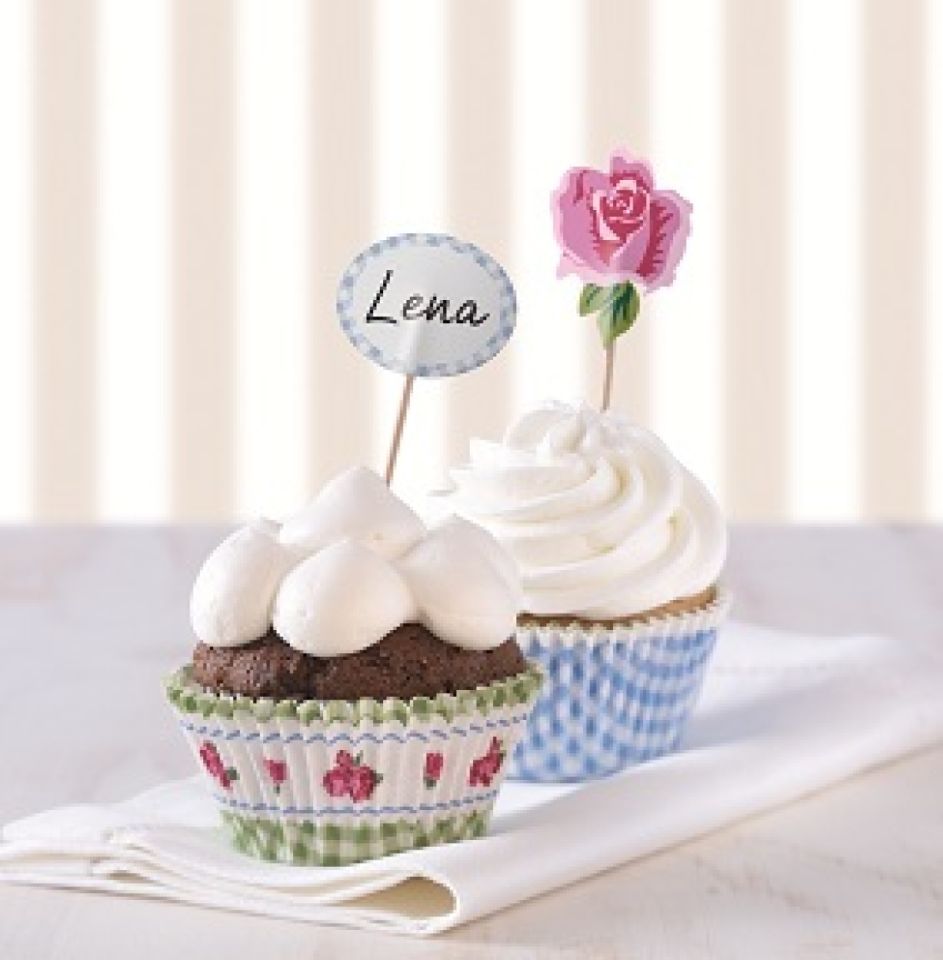 Birkmann Cupcake-Set Rose, 24 Muffinförmchen mit 12 Fahnen