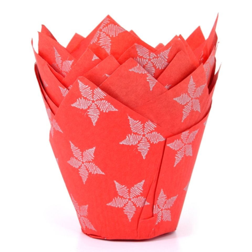 Muffinförmchen Petal Cupcakes, Rot Sternen, 36 Stck, 5,0 cm