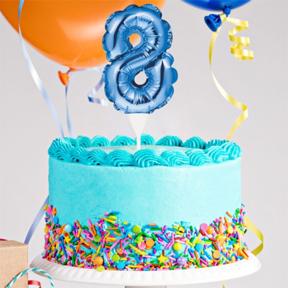 Ballon-Topper Zahl 8, Blau, 13 cm
