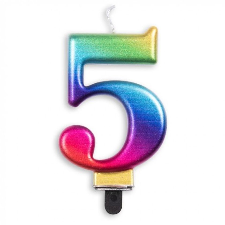 Geburtstagskerze Zahl 5 Regenbogen