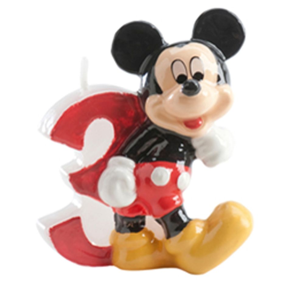 Geburtstagskerze Micky Maus, Zahl 3, 6,5 cm