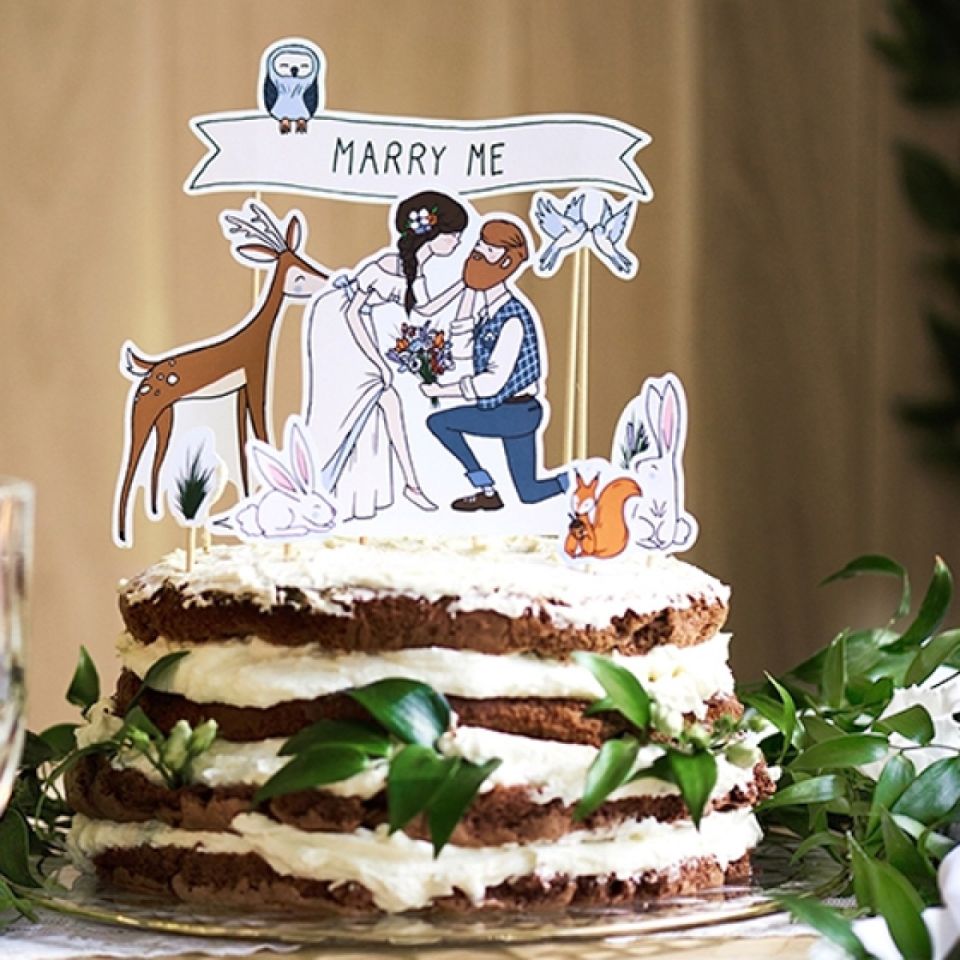 Tortendeko Marry Me 11 teilig