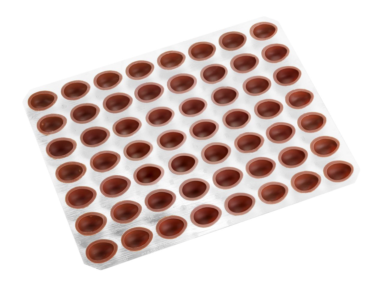 Pralinen-Schalen: Walnuss, Vollmilch, 1 Folie/54 Stück à 35 x 26 x 12 mm (2,1 g)