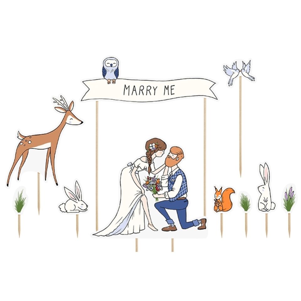Tortendeko Marry Me 11 teilig