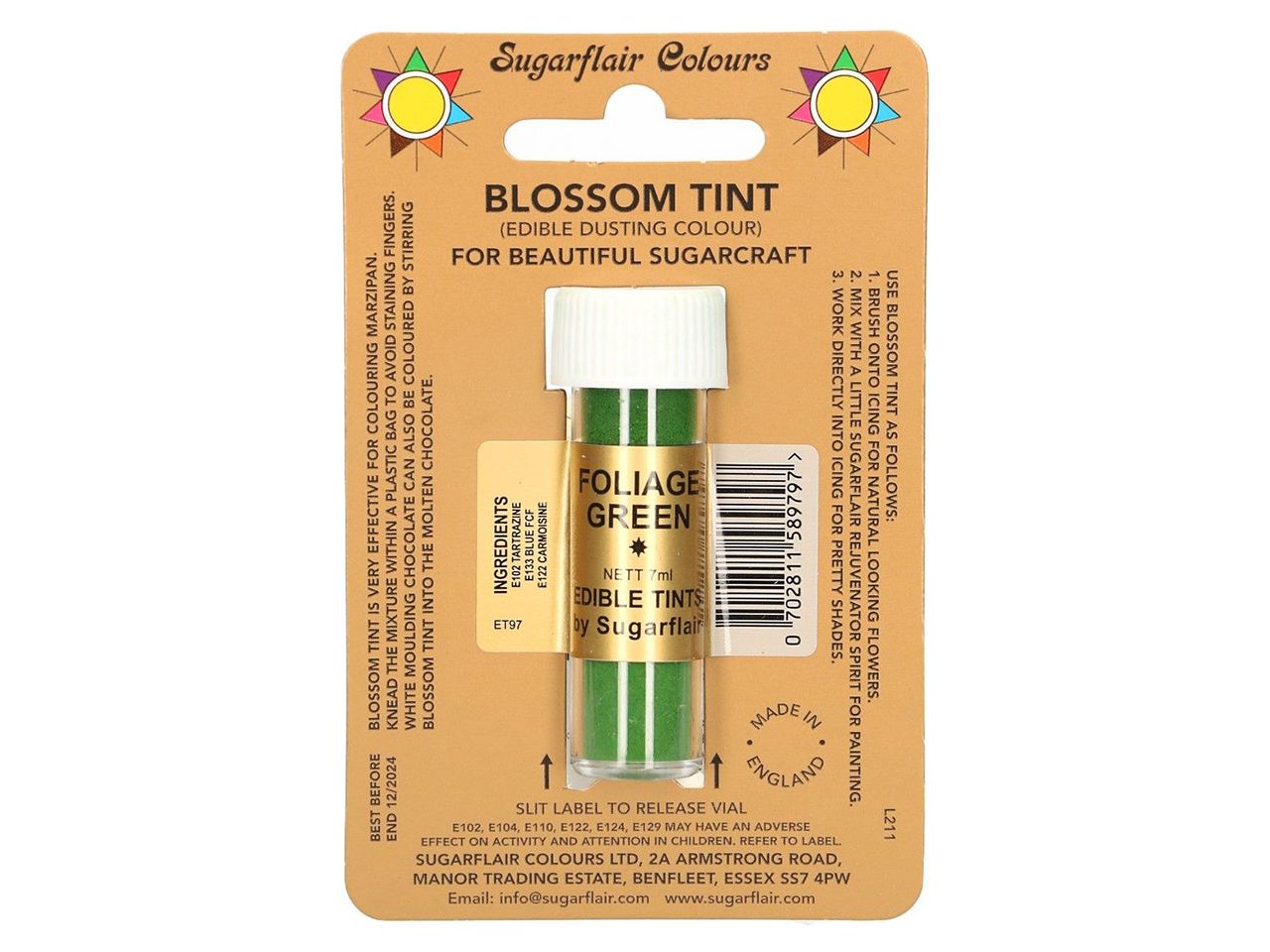 Sugarflair: Lebensmittelfarbpulver Foliage Green, Laubgrün, 7 ml