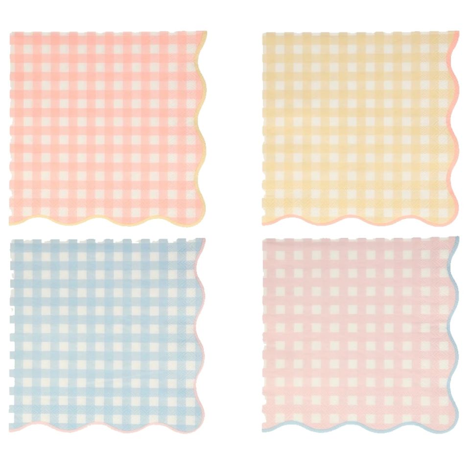 Meri Meri Papierservietten, Vichy-Karo, rosa
