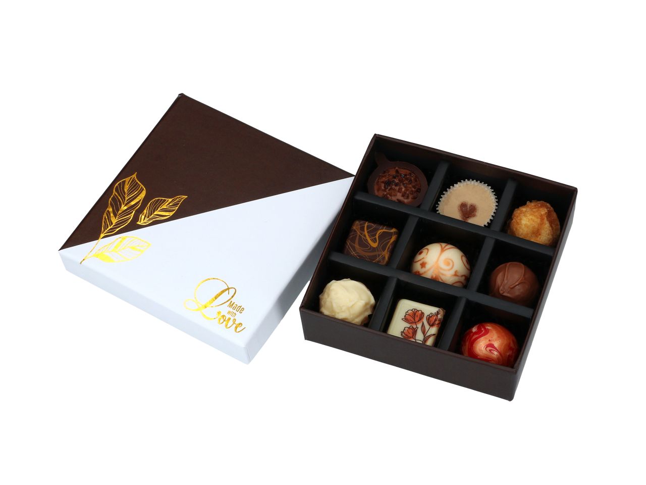 Chocolate Case Golden Leaves für 9 Pralinen