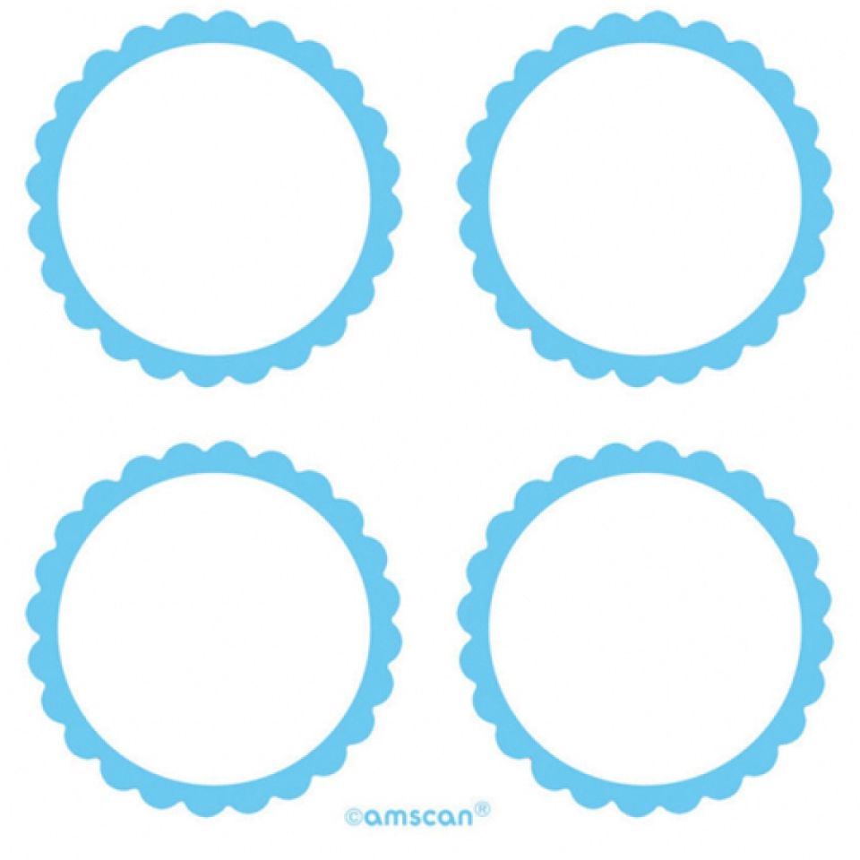 Runde Aufkleber mit Wellenrand, Babyblau