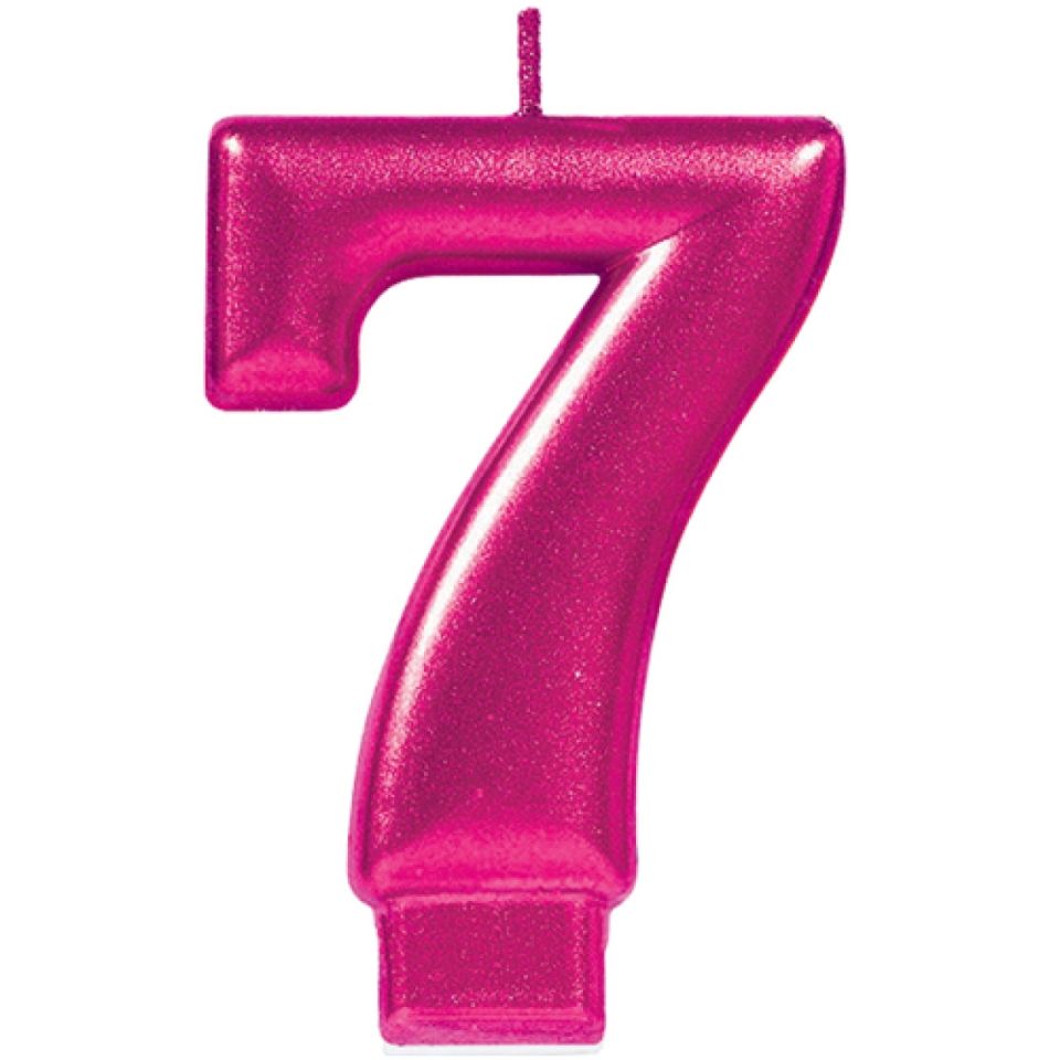 Geburtstagskerze Zahl 7, Pink, 8 cm