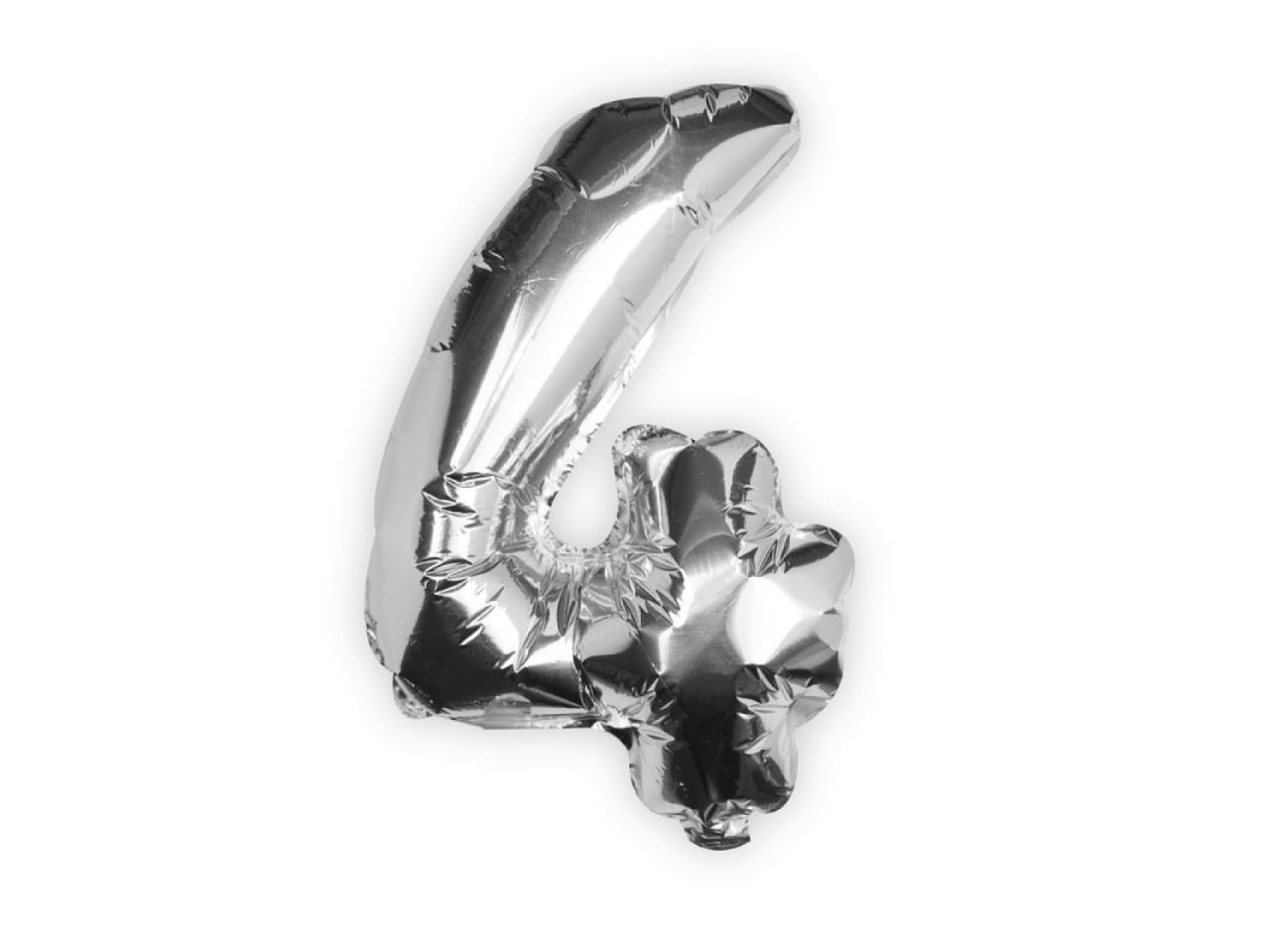 Folienballon Zahl 4, Silber, 40 cm