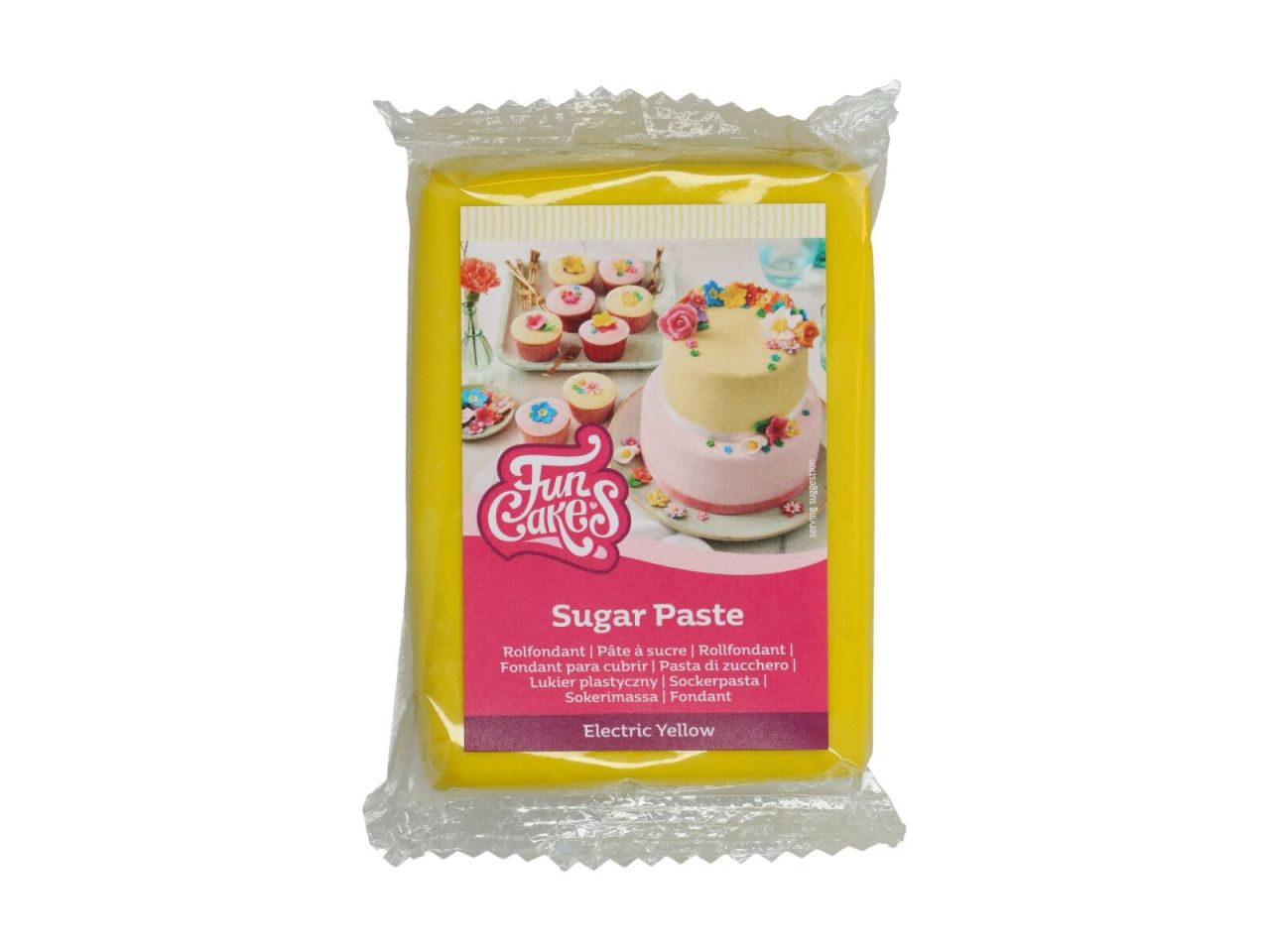 FunCakes Fondant -electric yellow- 250g, Dekormasse