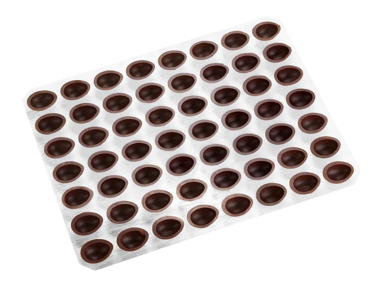 Pralinen-Schalen: Walnuss, Zartbitterschokolade, 1 Folie/54 Stück à 35 x 26 x 12 mm (2,1 g)
