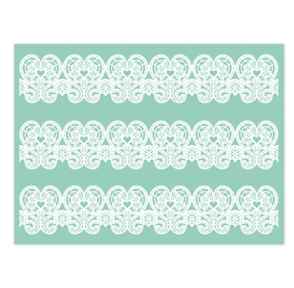 Pavoni Magic Decor Essbare Spitze Silikon-Matte 40x30 cm, Herzen-Bordüre