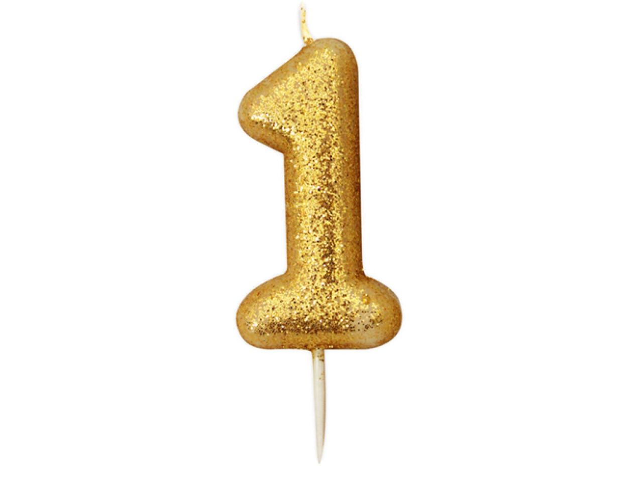 Geburtstagskerze Zahl 1, Gold, 7 cm
